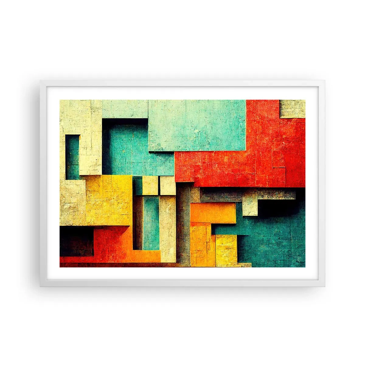 Poster in een witte lijst - Festival van rechte hoeken - 70x50 cm