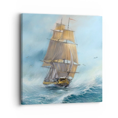 Schilderen op canvas - Haasten over de golven - 40x40 cm