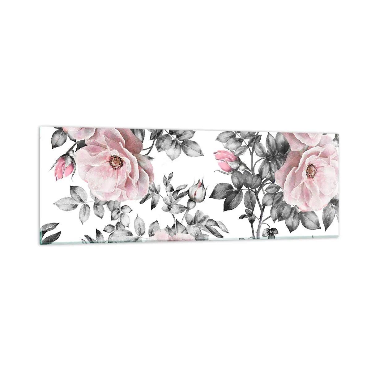 Schilderen op glas - Verdwalen in de bloemen van de rozen - 90x30 cm