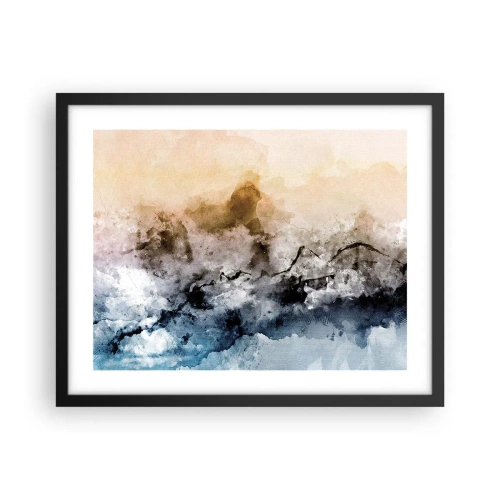 Poster in een zwarte lijst - Verdronken in een wolk van mist - 50x40 cm