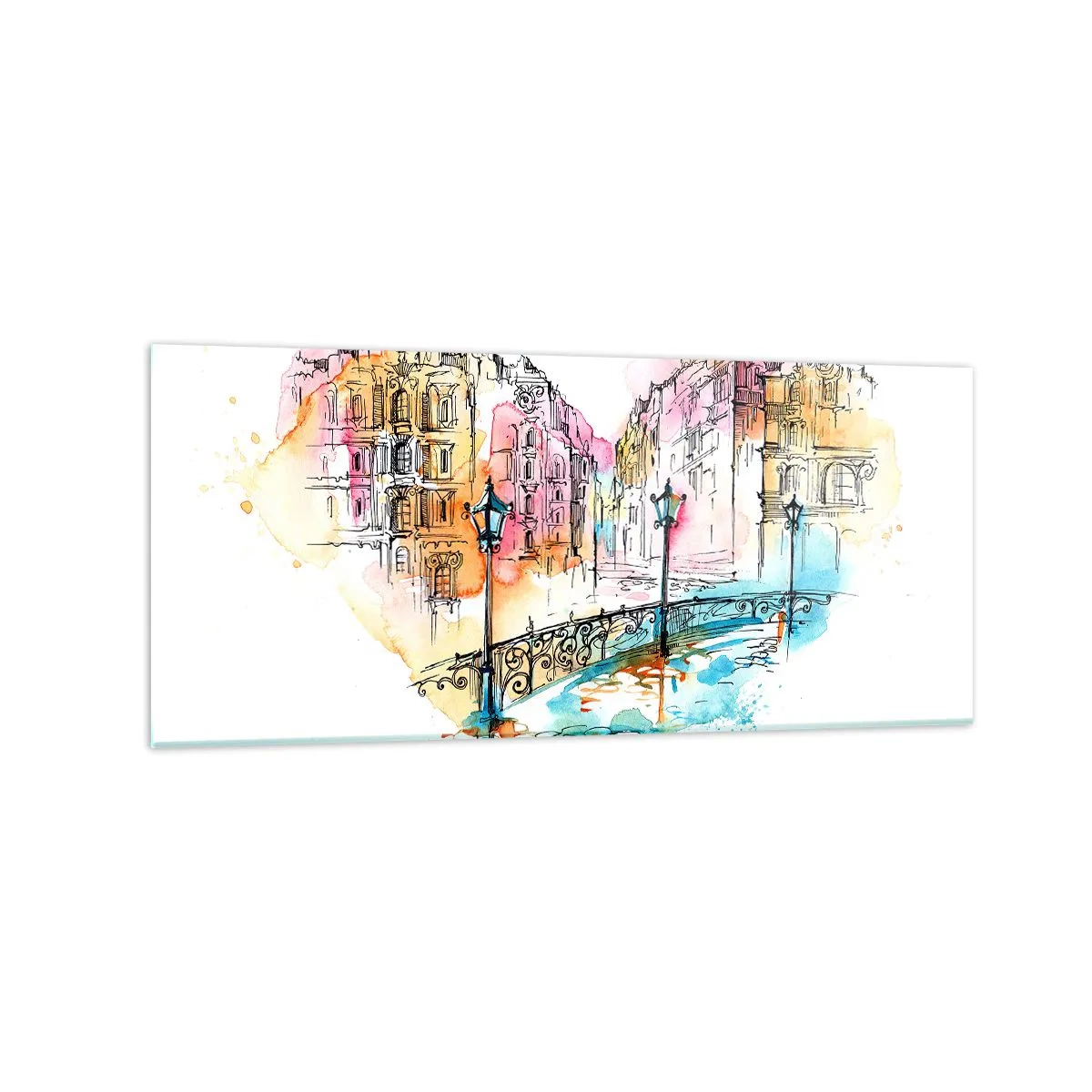 Schilderen op glas - Het hart van de stad - 120x50 cm