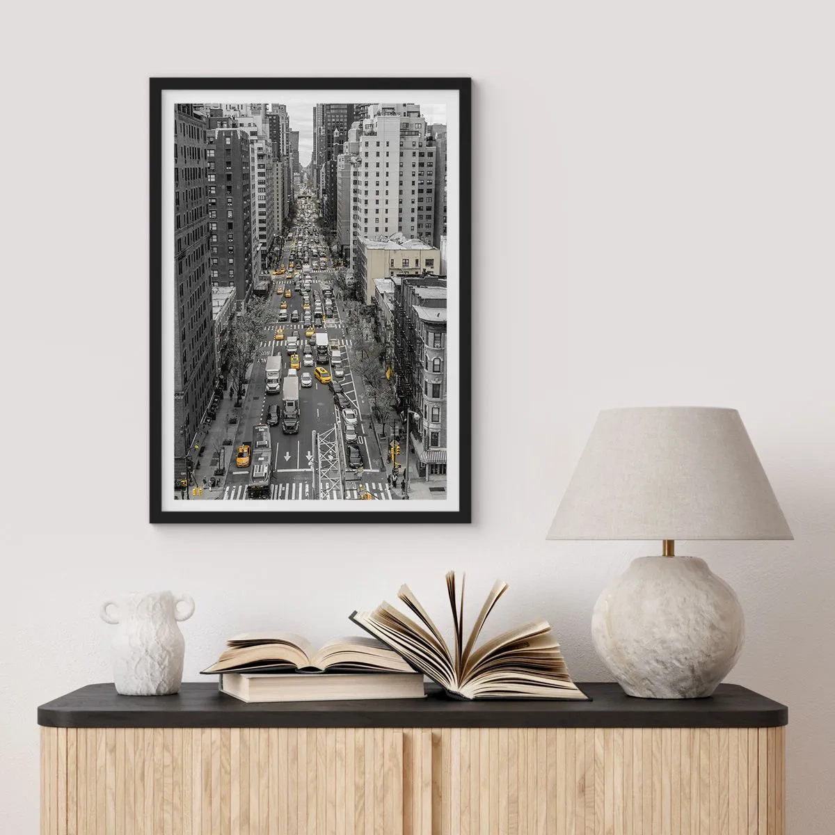 Poster in een zwarte lijst - New Yorks leven - 61x91 cm