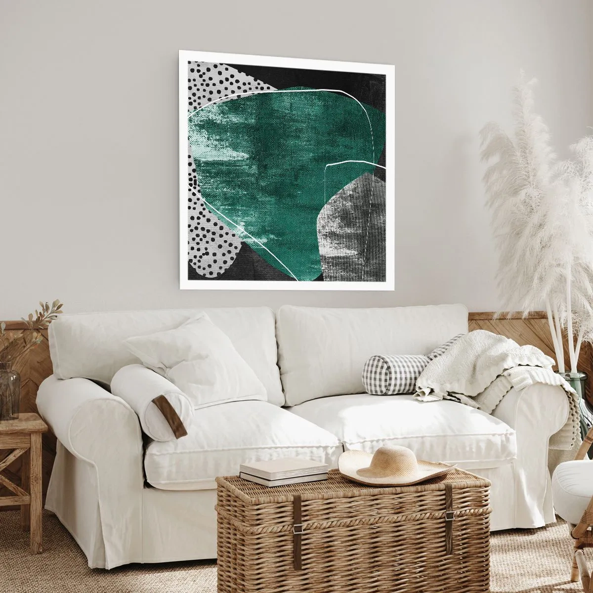 Poster - Kleurrijke abstractie met bladgoud - 60x60 cm