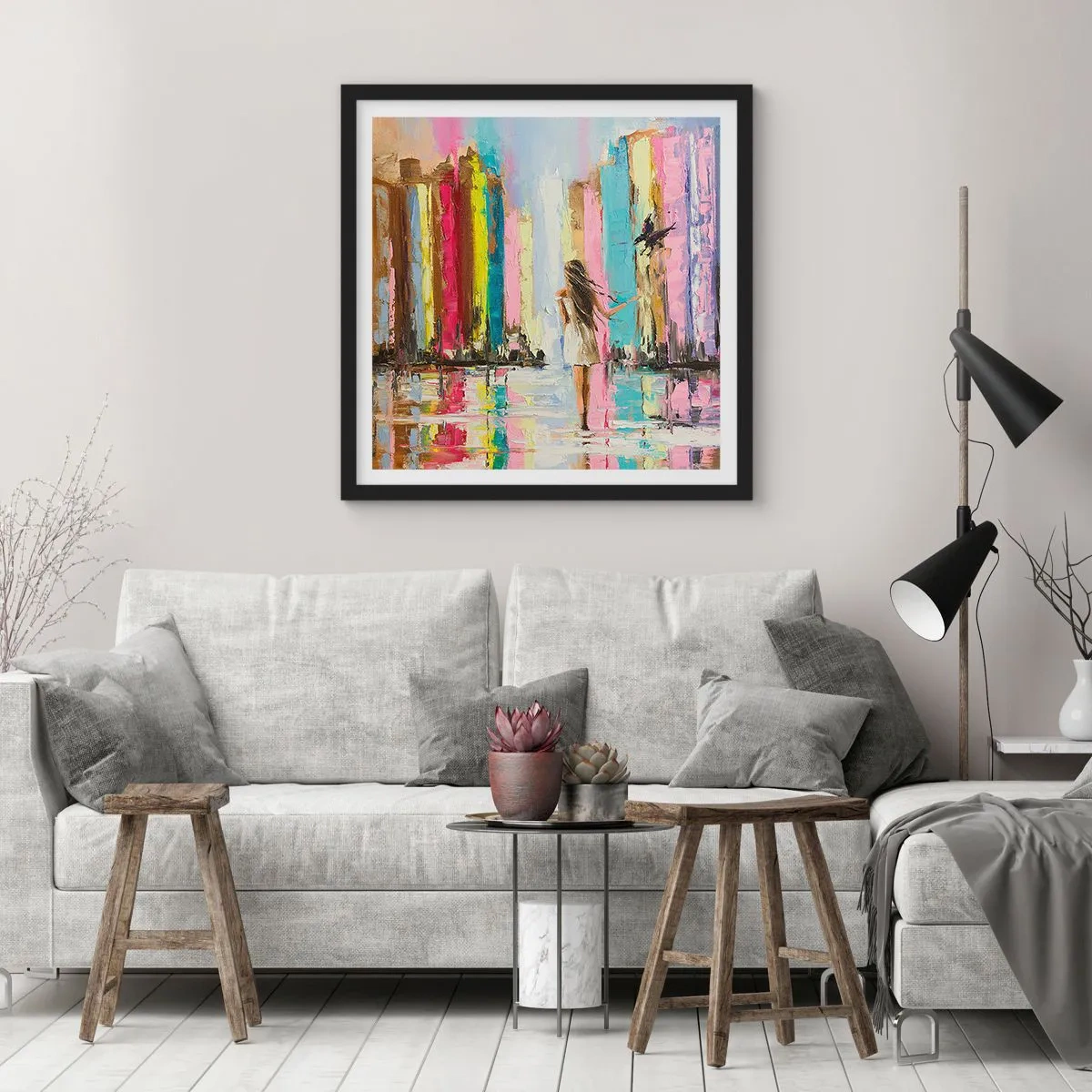 Poster in een zwarte lijst - Volg mij - 50x50 cm