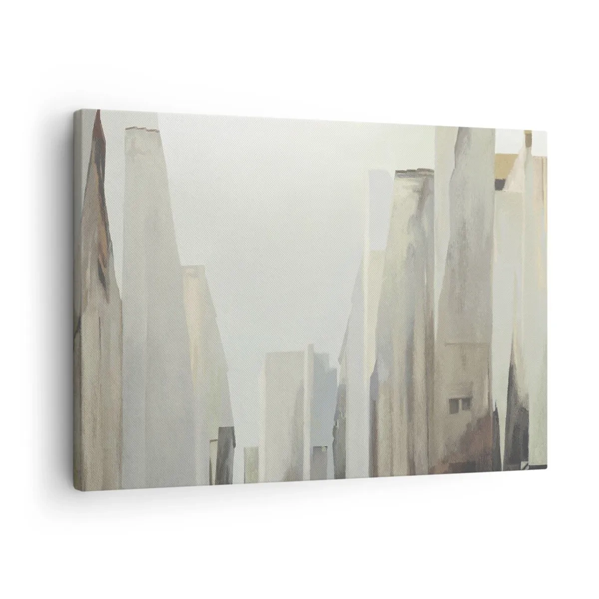 Schilderen op canvas - Abstract stadsgezicht in pasteltinten - 70x50cm - Droom over de stad - Moderne wanddecoratie voor woonkamer en slaapkamer ARTTOR