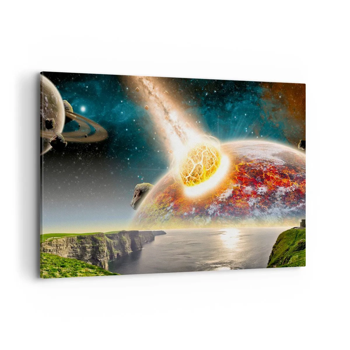 Schilderen op canvas - Kosmisch drama - 120x80 cm