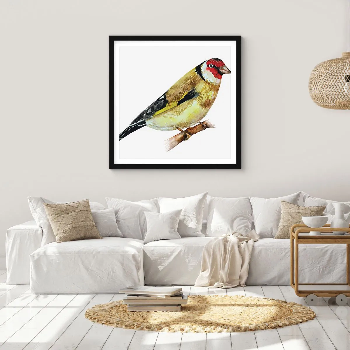 Poster in een zwarte lijst - Vogel portret - 30x30 cm