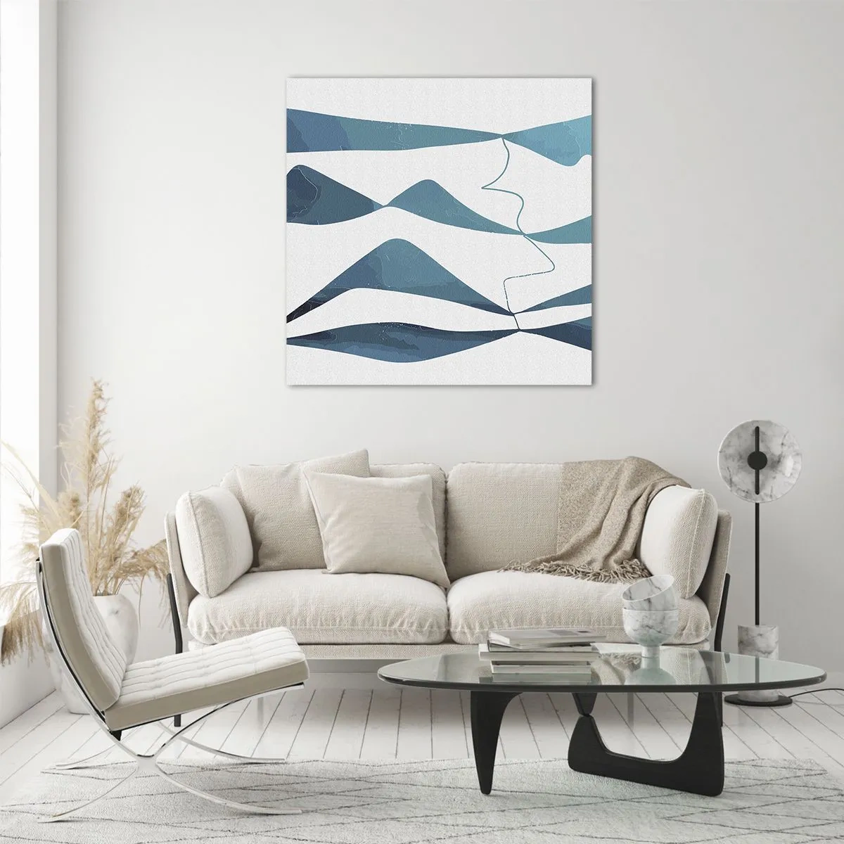 Schilderen op glas - Abstractie: turquoise verbinding - 50x50 cm