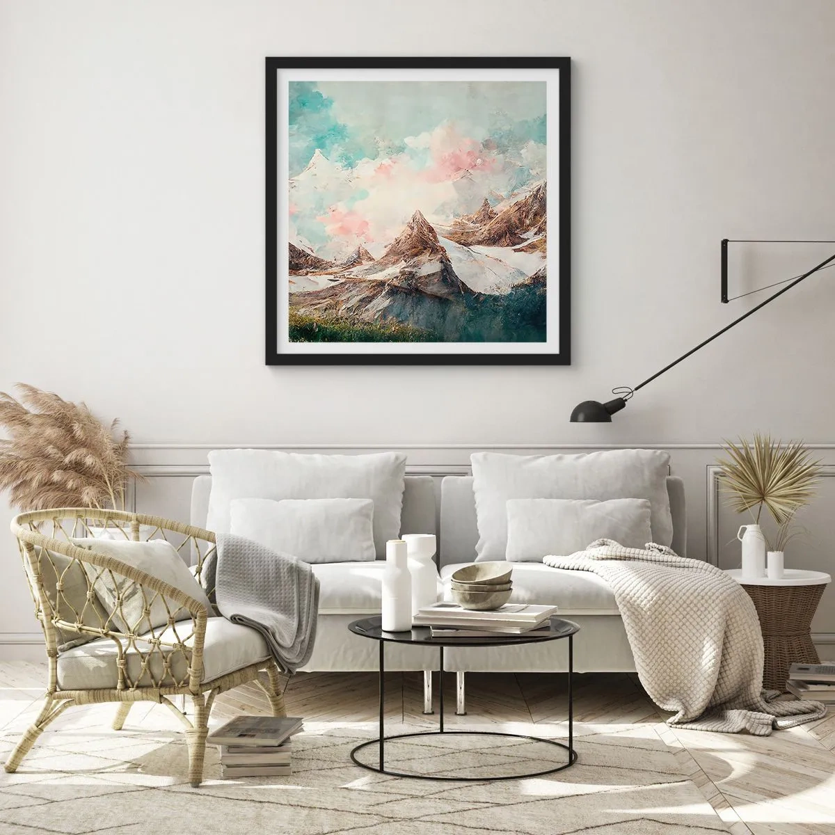 Poster in een zwarte lijst - Rotsbladen - 60x60 cm