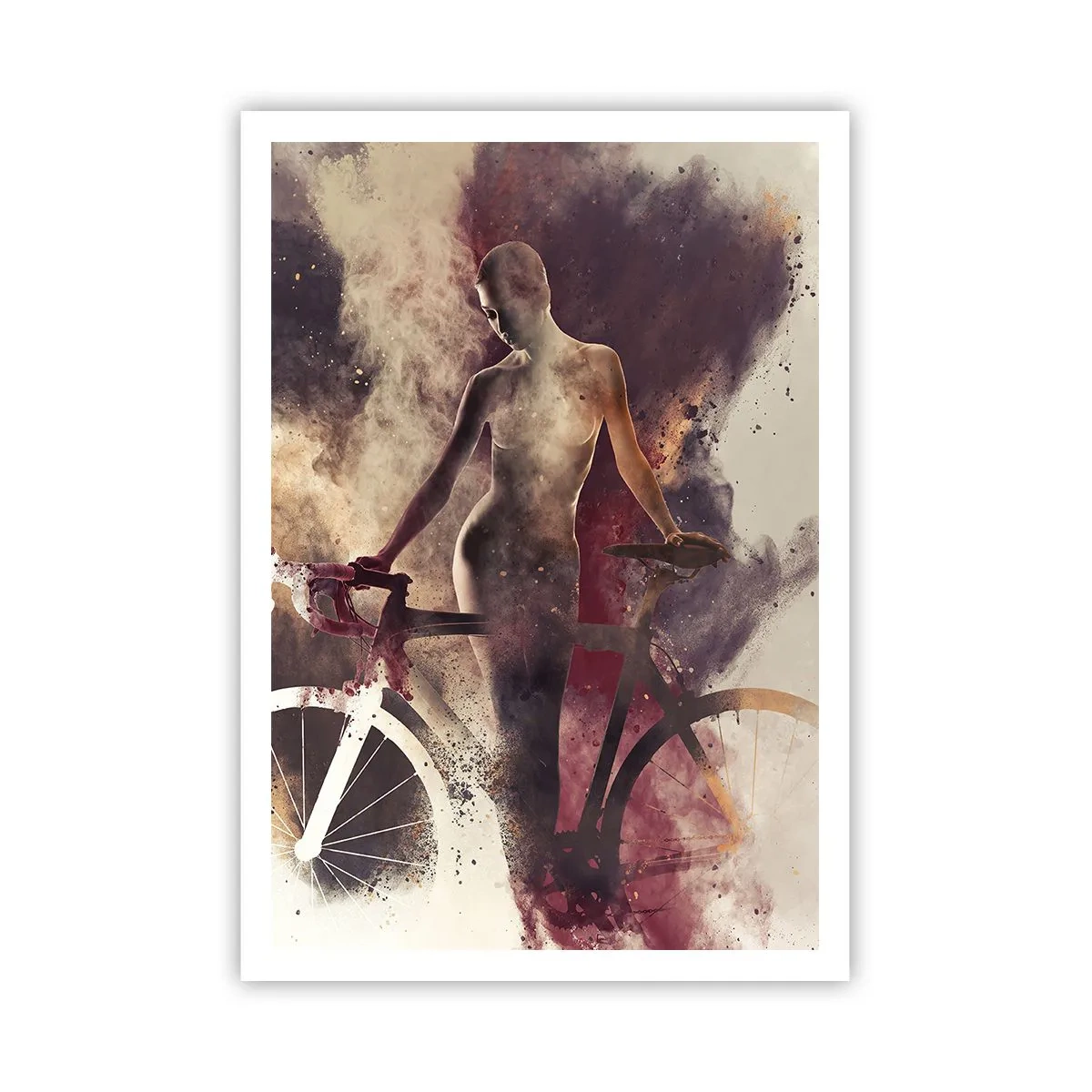 Poster - Een fietsziel in marmeren vormen - 70x100 cm