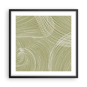 Poster in een zwarte lijst - Ingewikkelde abstractie in wit - 50x50 cm