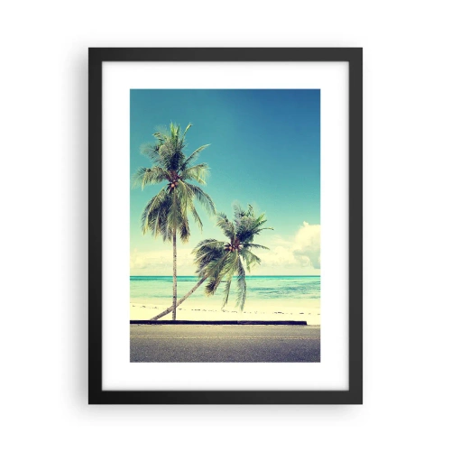 Poster in een zwarte lijst - Tijd om aan je vakantie te beginnen. - 30x40 cm