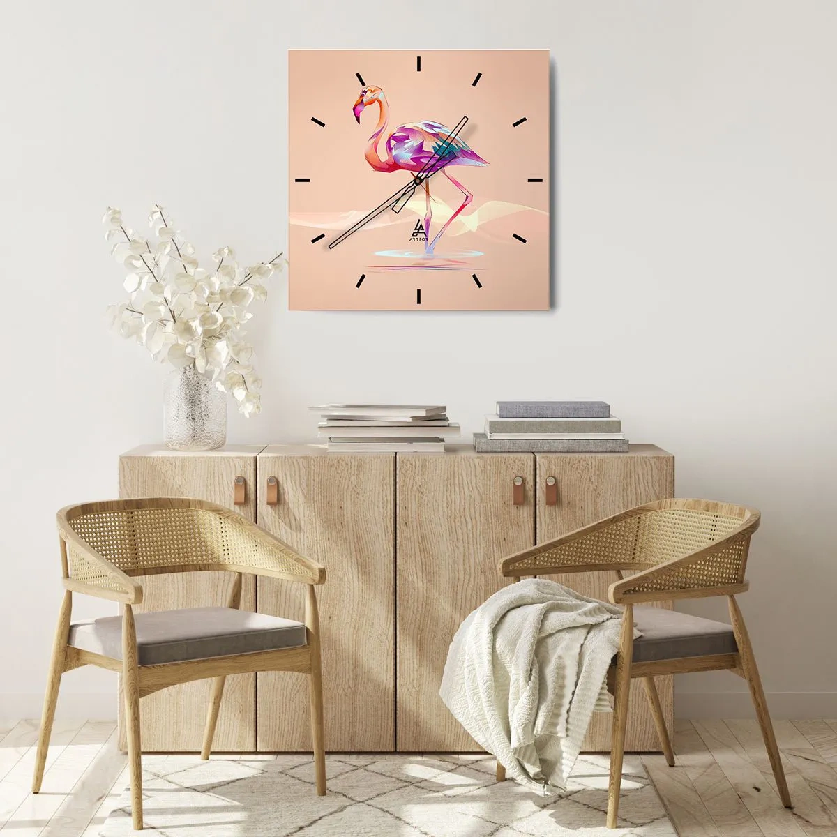 Wandklok - Klok - De vogel van goede emoties - 30x30 cm