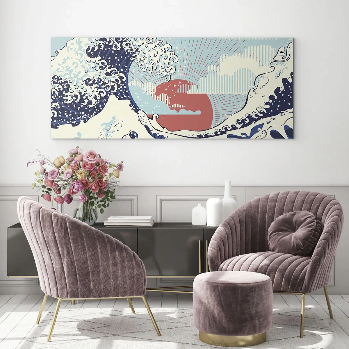 Schilderen op glas - Van Japanse inspiratie - 120x50 cm