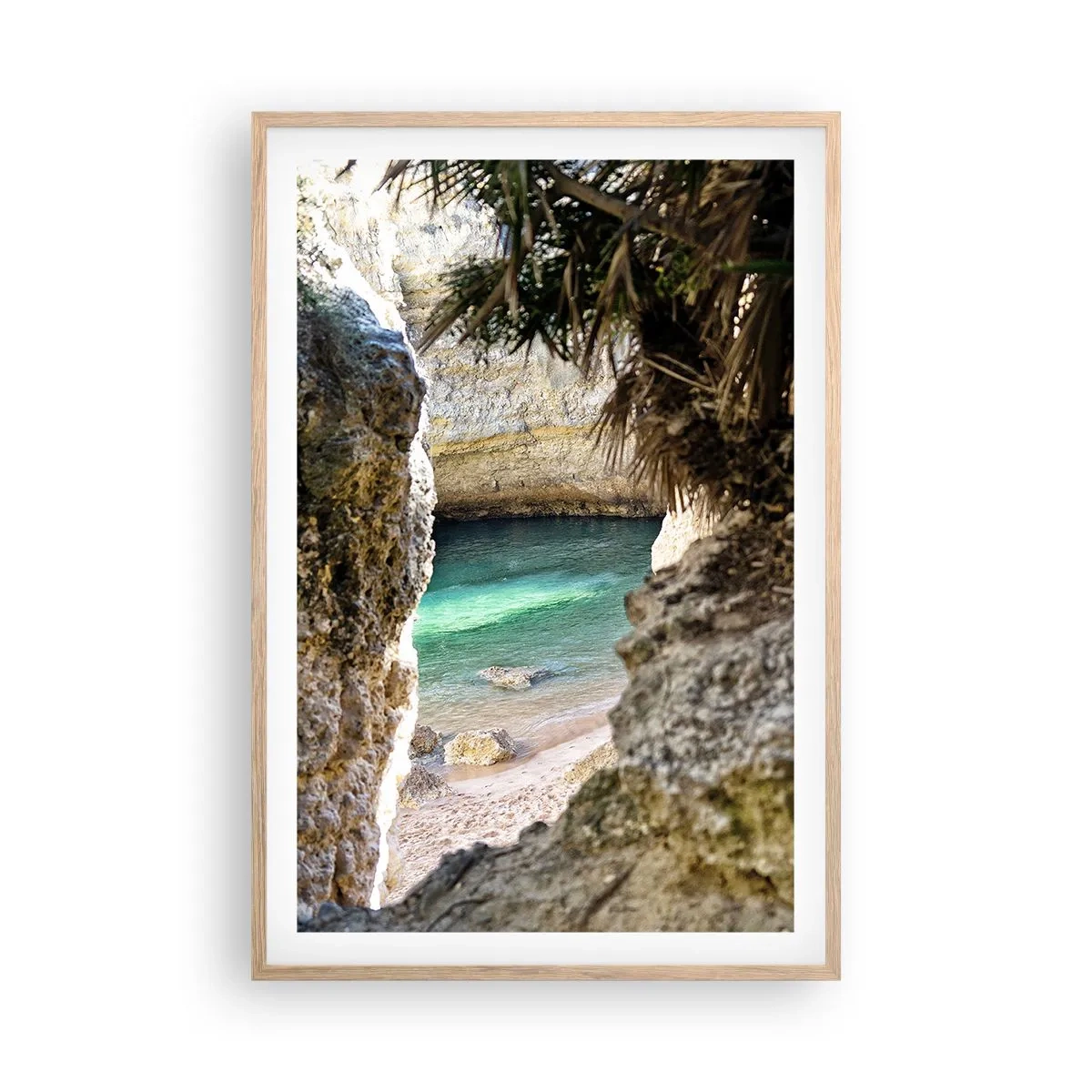 Een poster in een licht eiken lijst - Turkoois baai - 61x91 cm
