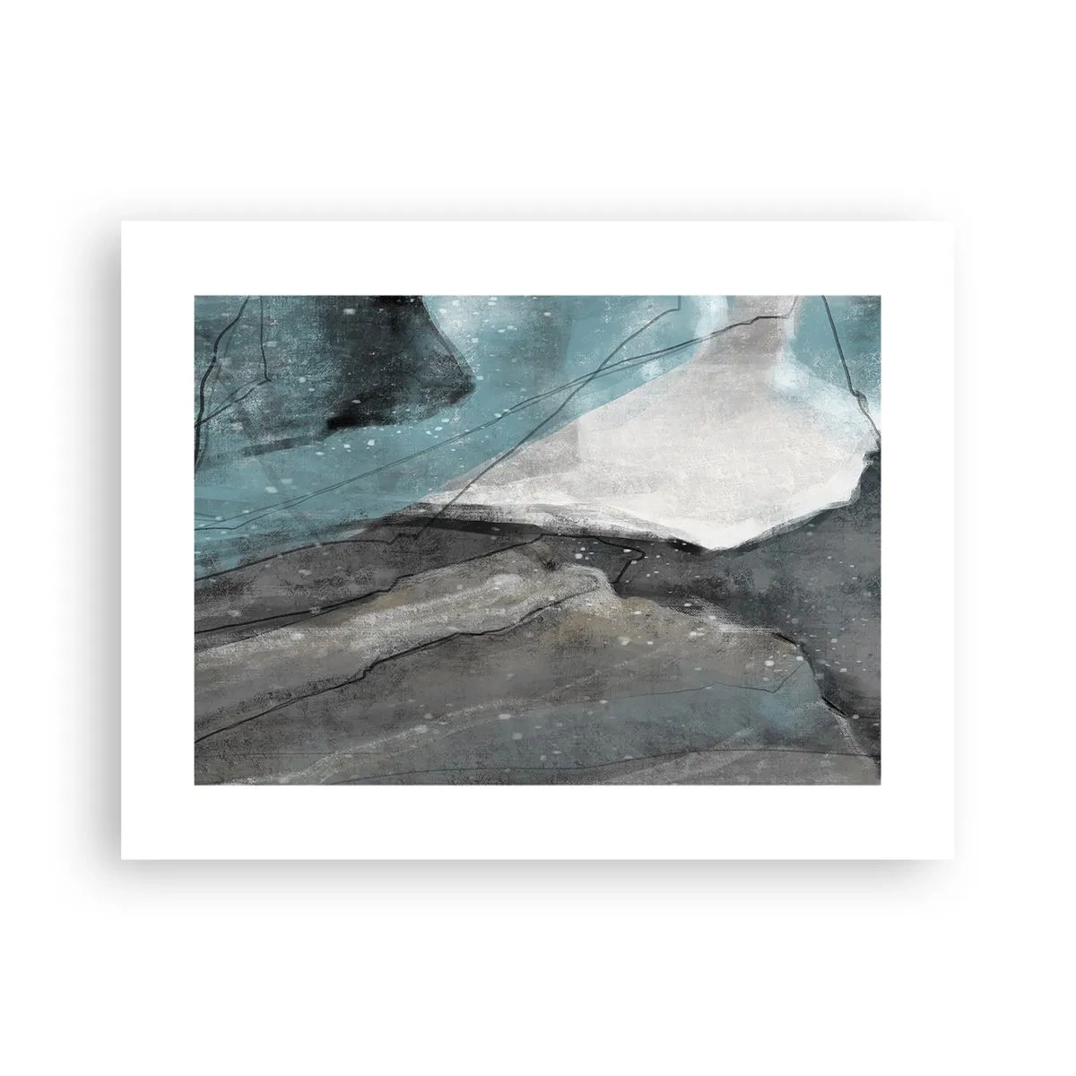 Poster - Abstractie: rotsen en ijs - 40x30 cm