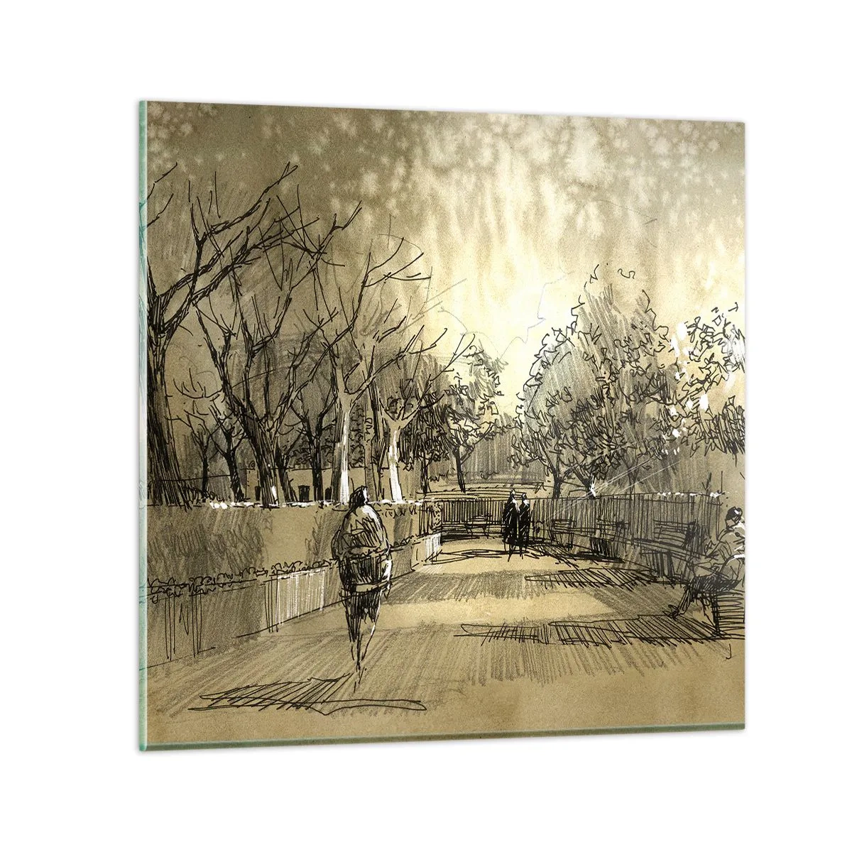 Schilderen op glas - Een moment gestopt met een veer - 70x70 cm