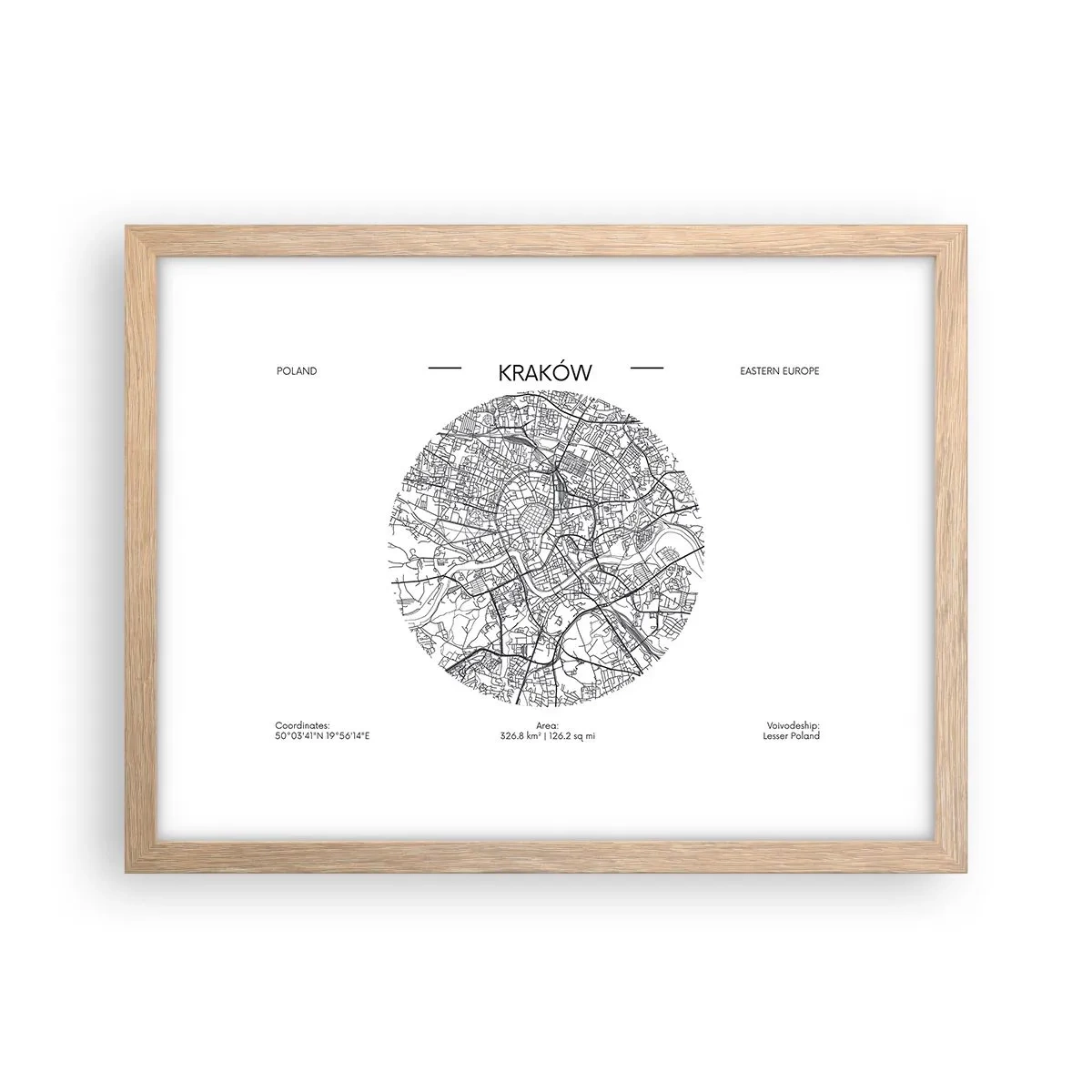 Een poster in een licht eiken lijst - Anatomie van Krakau - 40x30 cm