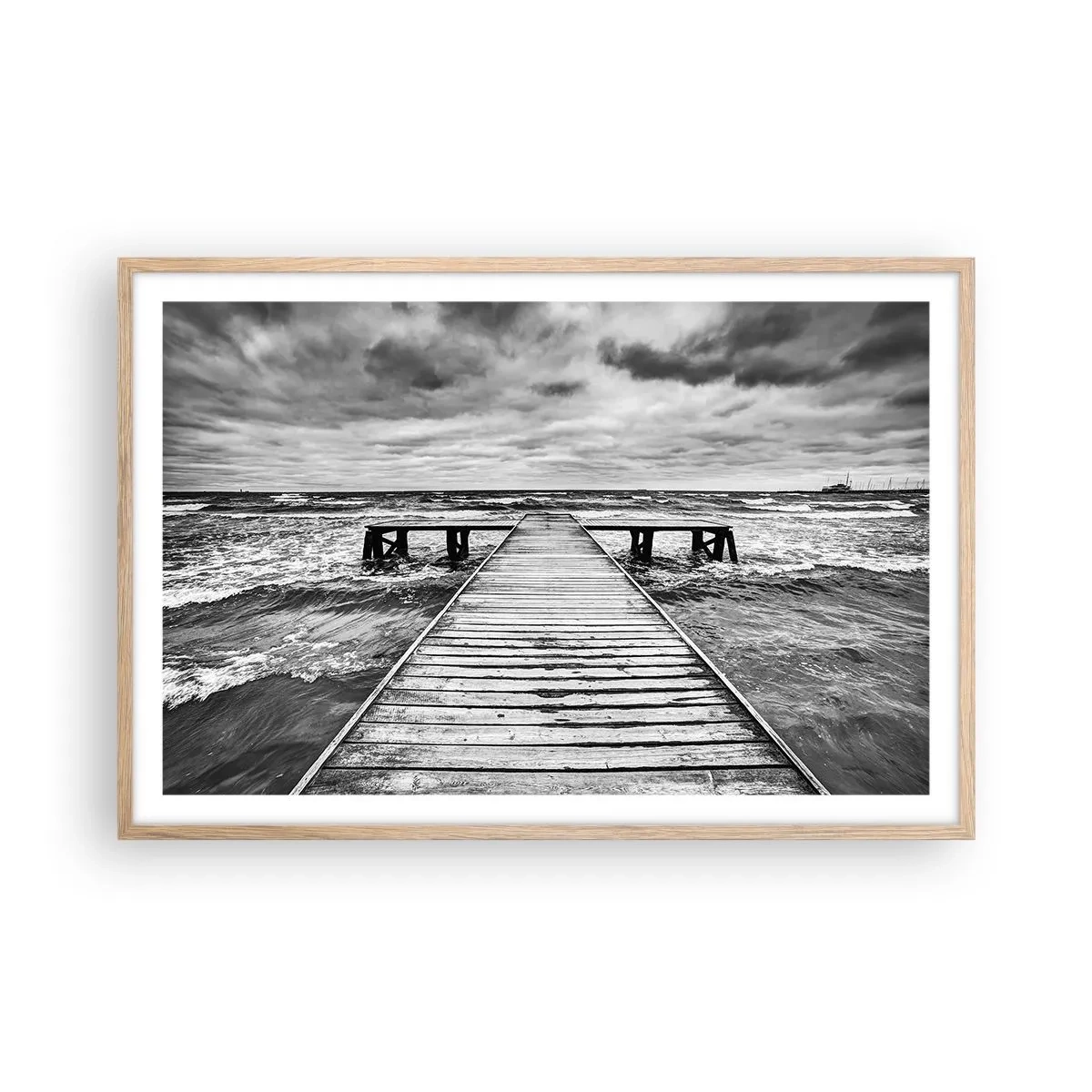 Een poster in een licht eiken lijst - Ik wacht tot de wind wegjaagt... - 91x61 cm