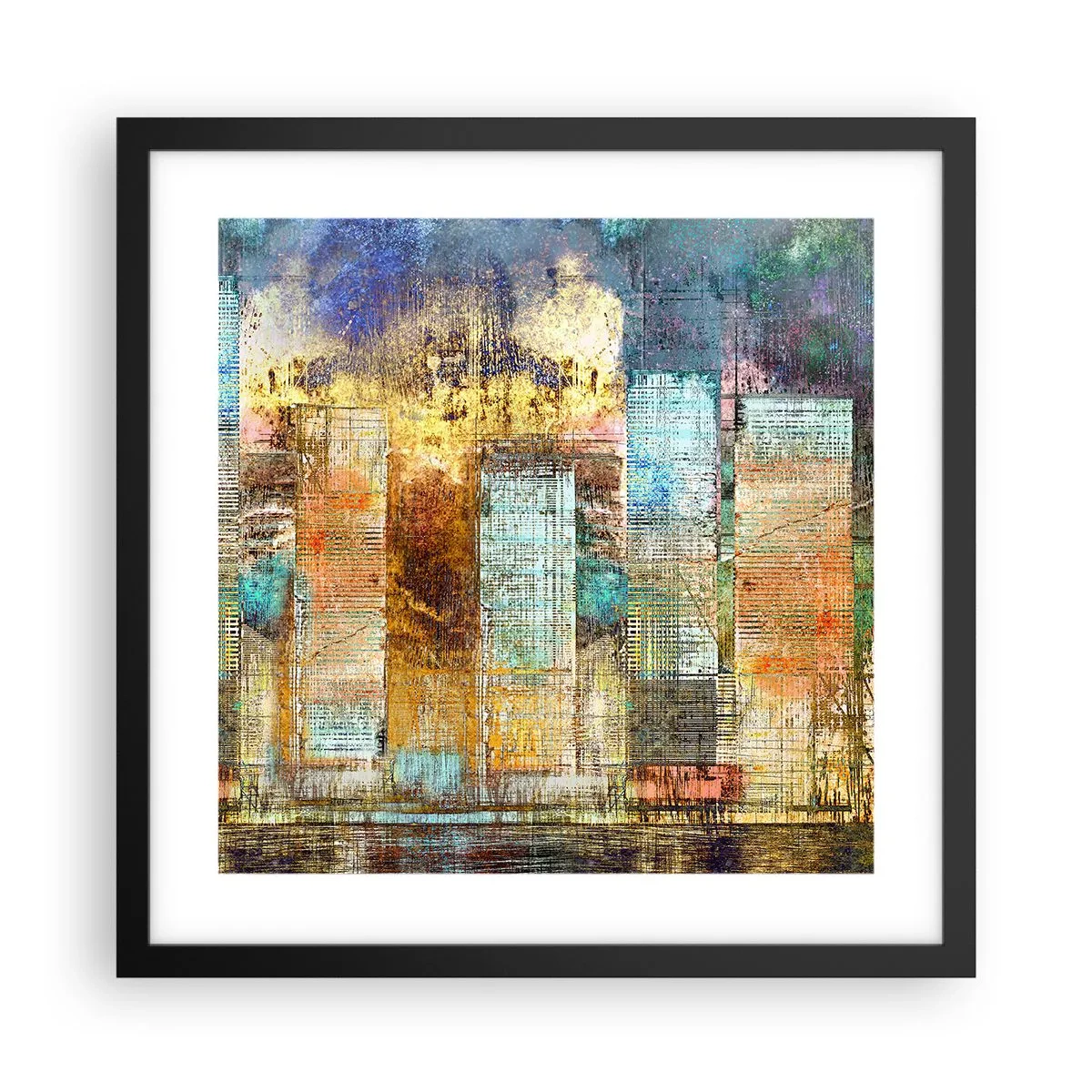 Poster in een zwarte lijst - Een zonnige metropool - 40x40 cm