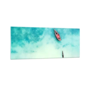 Schilderen op glas - Want op de stranden van Zanzibar, wanneer het teveel aan water ... - 100x40 cm