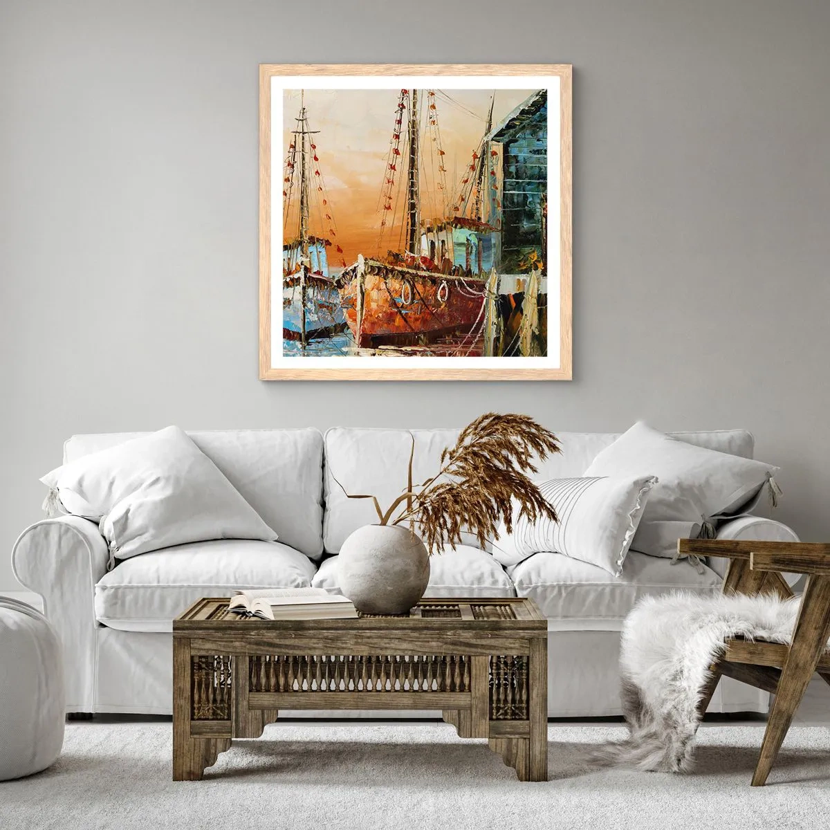 Een poster in een licht eiken lijst - Een vreedzame terugkeer - 60x60 cm