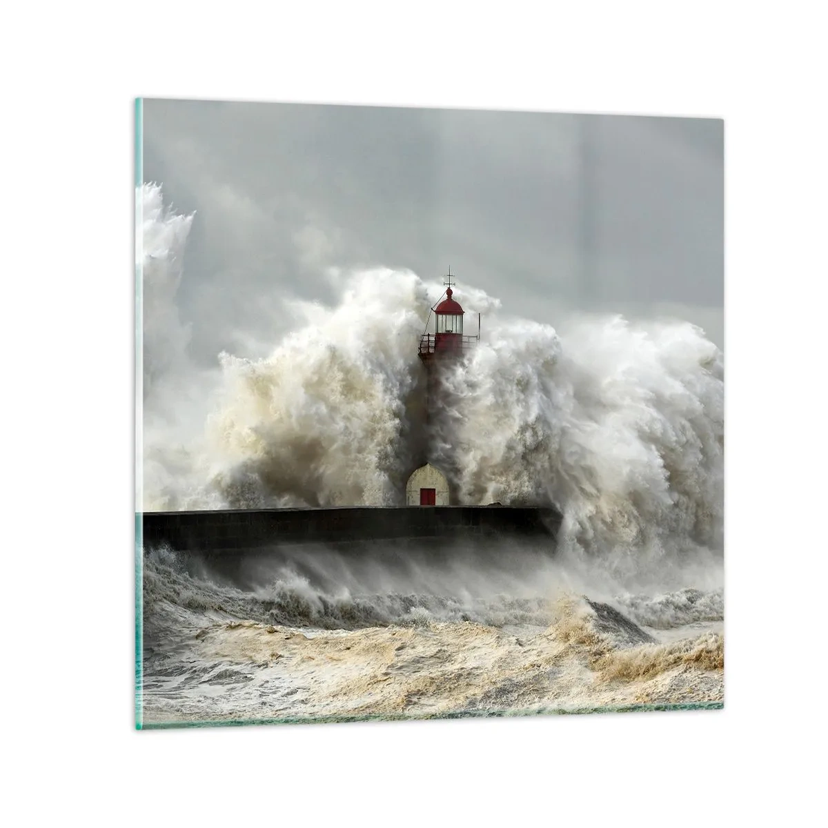 Schilderen op glas - De woede van de oceaan - 40x40 cm