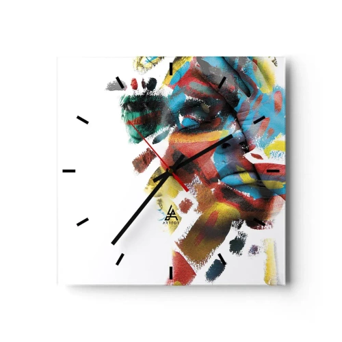 Wandklok - Klok - Een kleurrijke persoonlijkheid - 40x40 cm