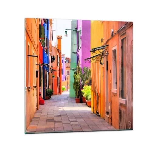 Schilderen op glas - Regenboogsteeg - 40x40 cm