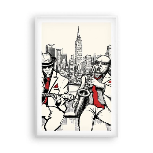 Poster in een witte lijst - Improvisatie van New York - 61x91 cm