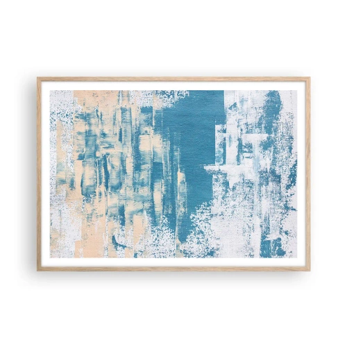 Een poster in een licht eiken lijst - Door een ijspegel - 100x70 cm