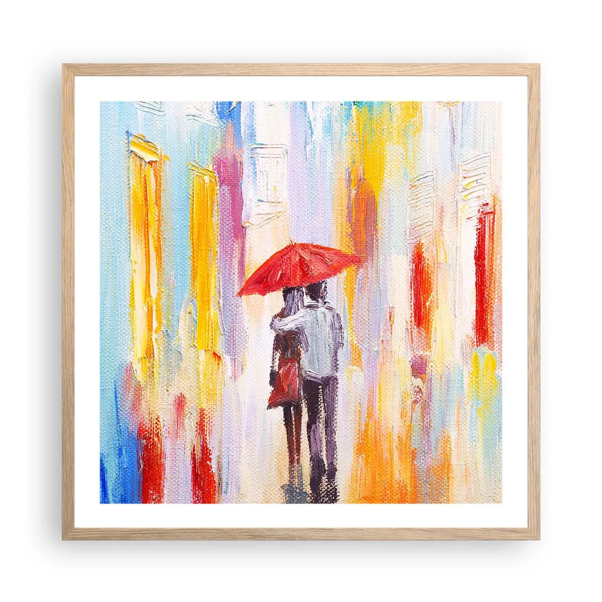 Een poster in een licht eiken lijst - Laat het maar regenen - 60x60 cm