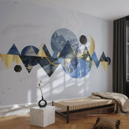 Zelfklevend Fotobehang Deluxe Sticker - Geometrisch landschap - Abstractie, Bergen, Deel - 100x70 cm