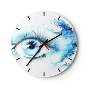 Wandklok - Klok - Artistiek oog in tinten blauw - 30x30cm - Dompel jezelf onder in het blauw van de blik - Moderne wanddecoratie voor woonkamer, keuken en slaapkamer ARTTOR