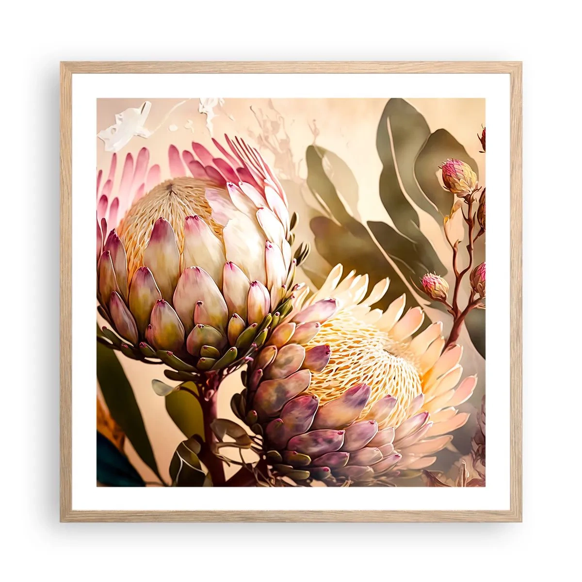 Een poster in een licht eiken lijst - Teeder omarmd - 60x60 cm