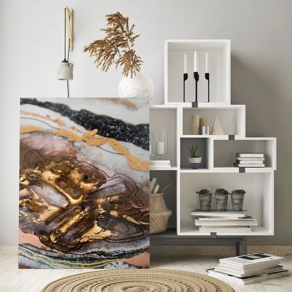 Schilderen op glas - Het element aarde - 80x120 cm