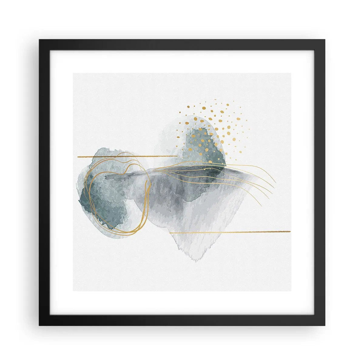 Poster in een zwarte lijst - Over de relatie tussen grijs en goud - 40x40 cm