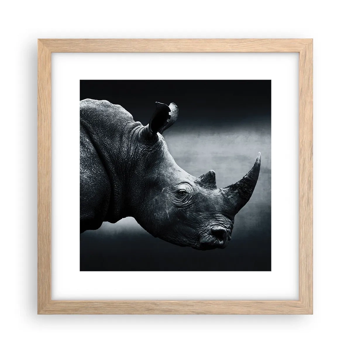 Een poster in een licht eiken lijst - Rechts profiel - 30x30 cm