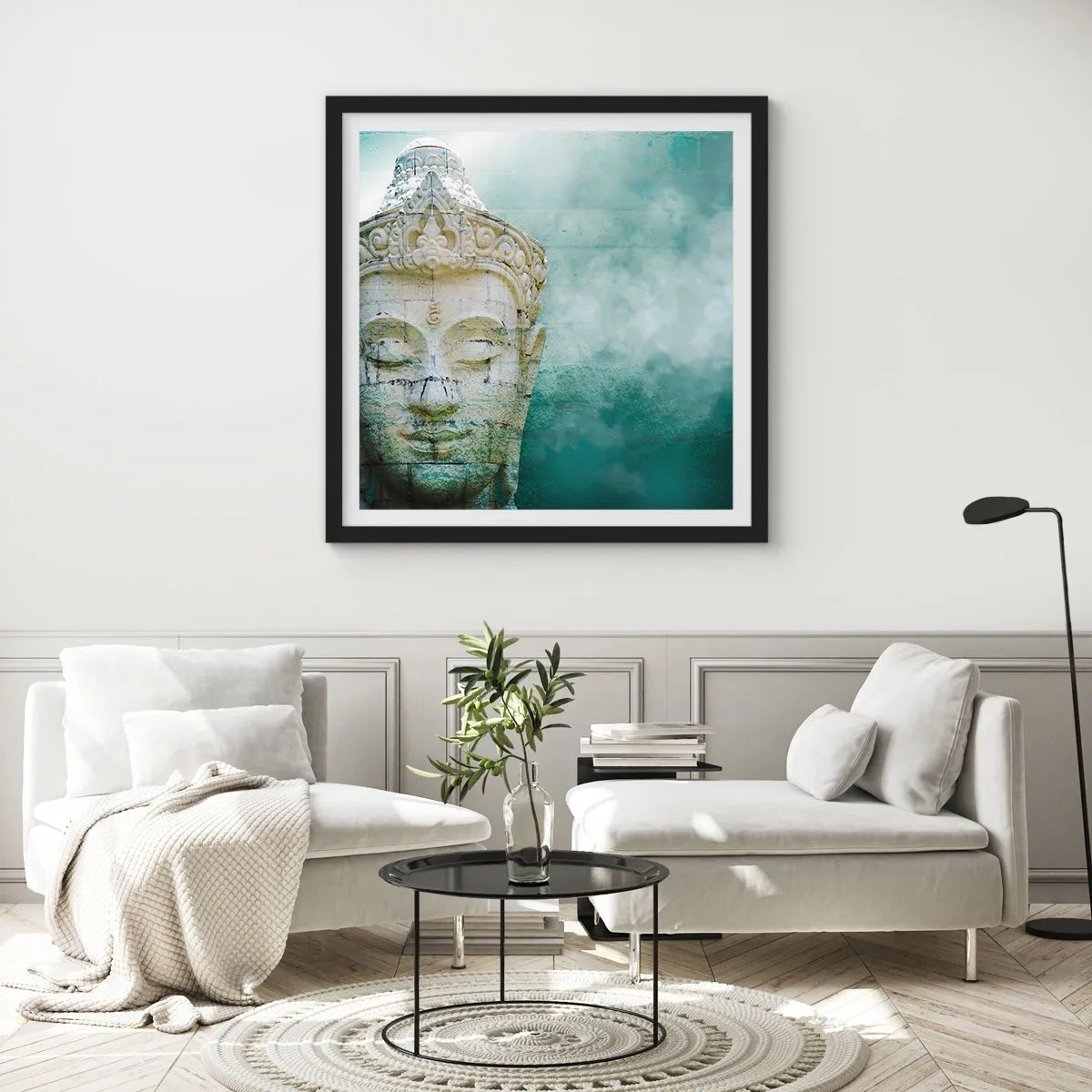 Poster in een zwarte lijst - Op zoek naar het licht - 40x40 cm