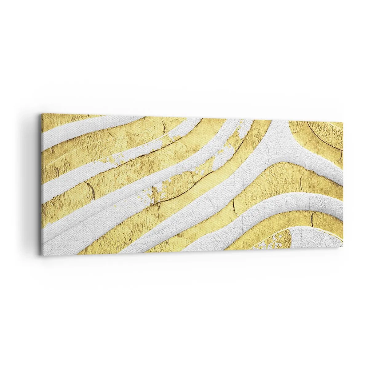 Schilderen op canvas - Compositie in wit en goud - 120x50 cm