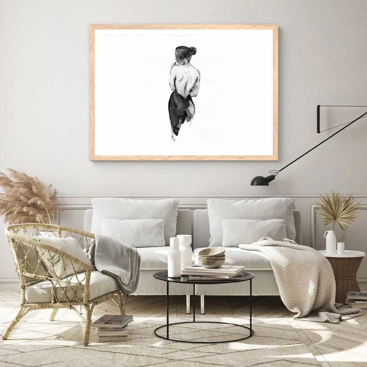 Een poster in een licht eiken lijst - Bij haar verdwijnt de wereld - 50x40 cm