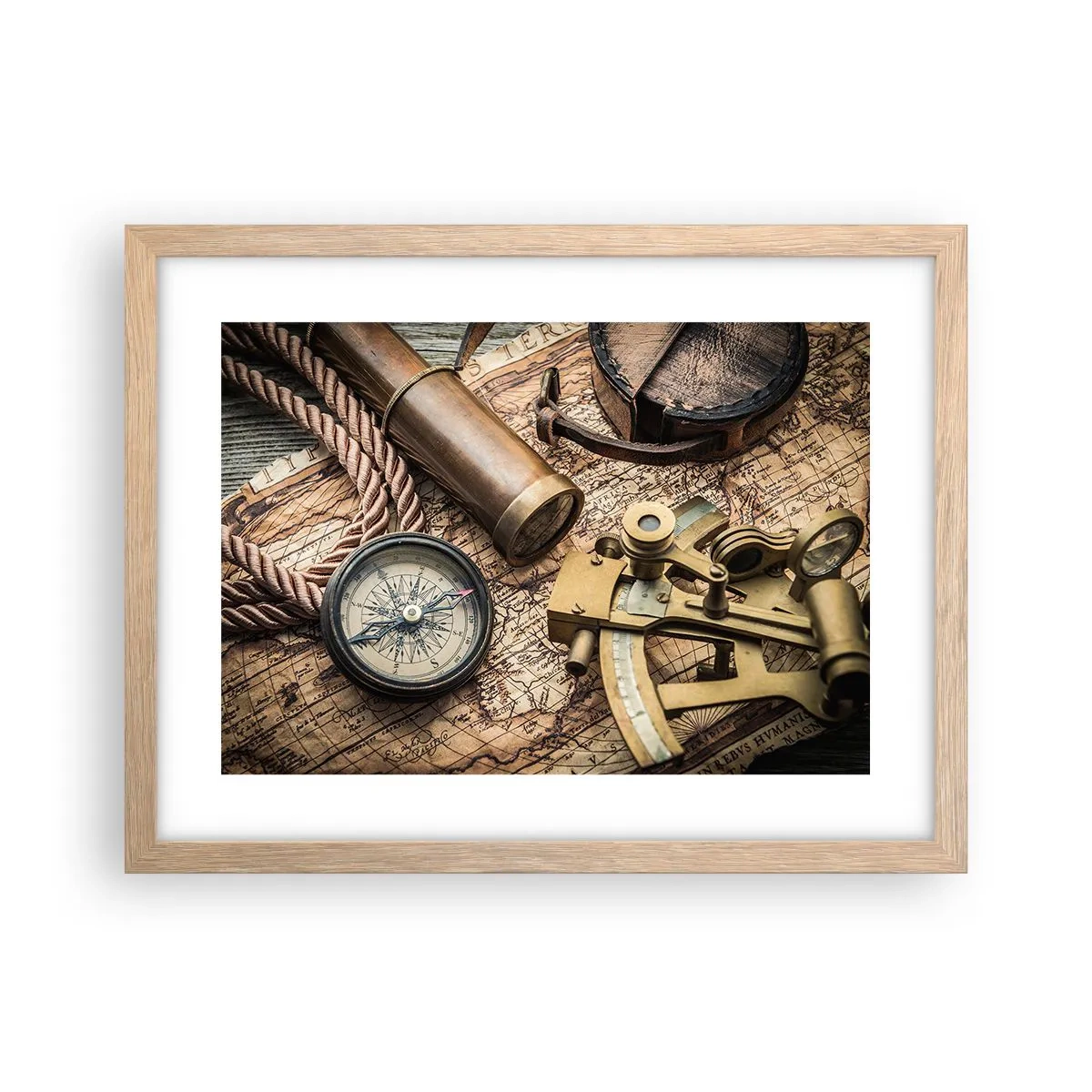 Een poster in een licht eiken lijst - Zet koers - 40x30 cm