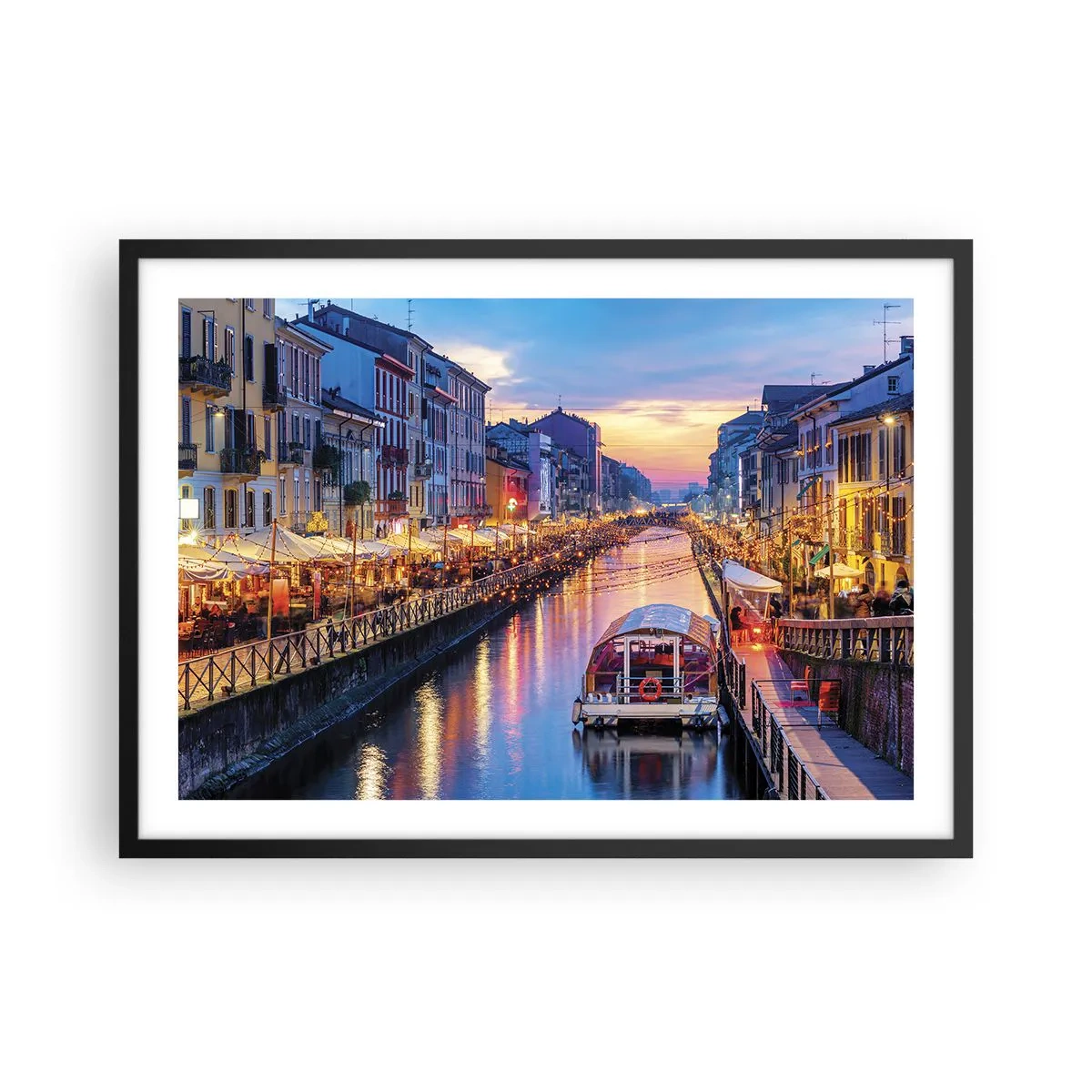 Poster in een zwarte lijst - Een avond vol licht en plezier - 70x50 cm