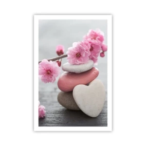 Poster - Gelukzaligheid met een kersenbloesem - 61x91 cm