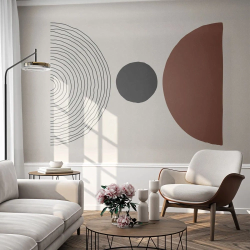 Fotobehang Premium Sand - Het middelpunt van de aandacht - Abstractie, Deel, Halve cirkels - 350x256 cm