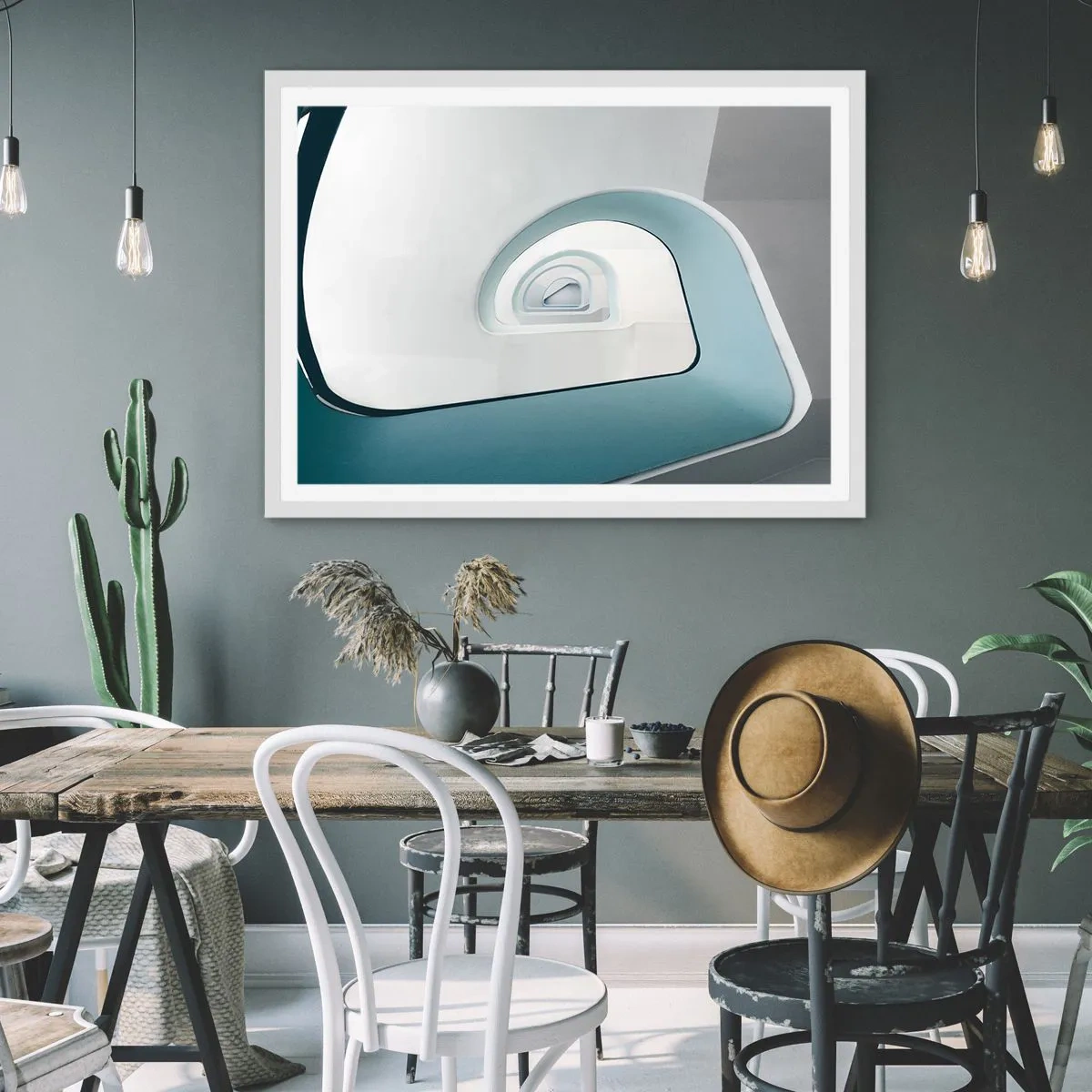 Poster in een witte lijst - Naar de bodem van de blauwe - 100x70 cm