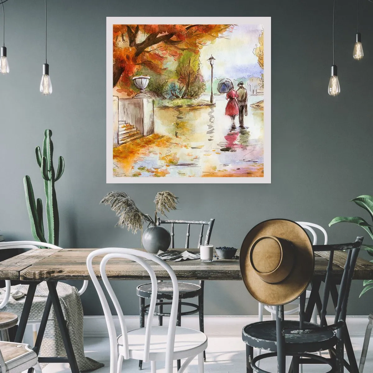 Poster - Romantische herfst in het park - 50x50 cm