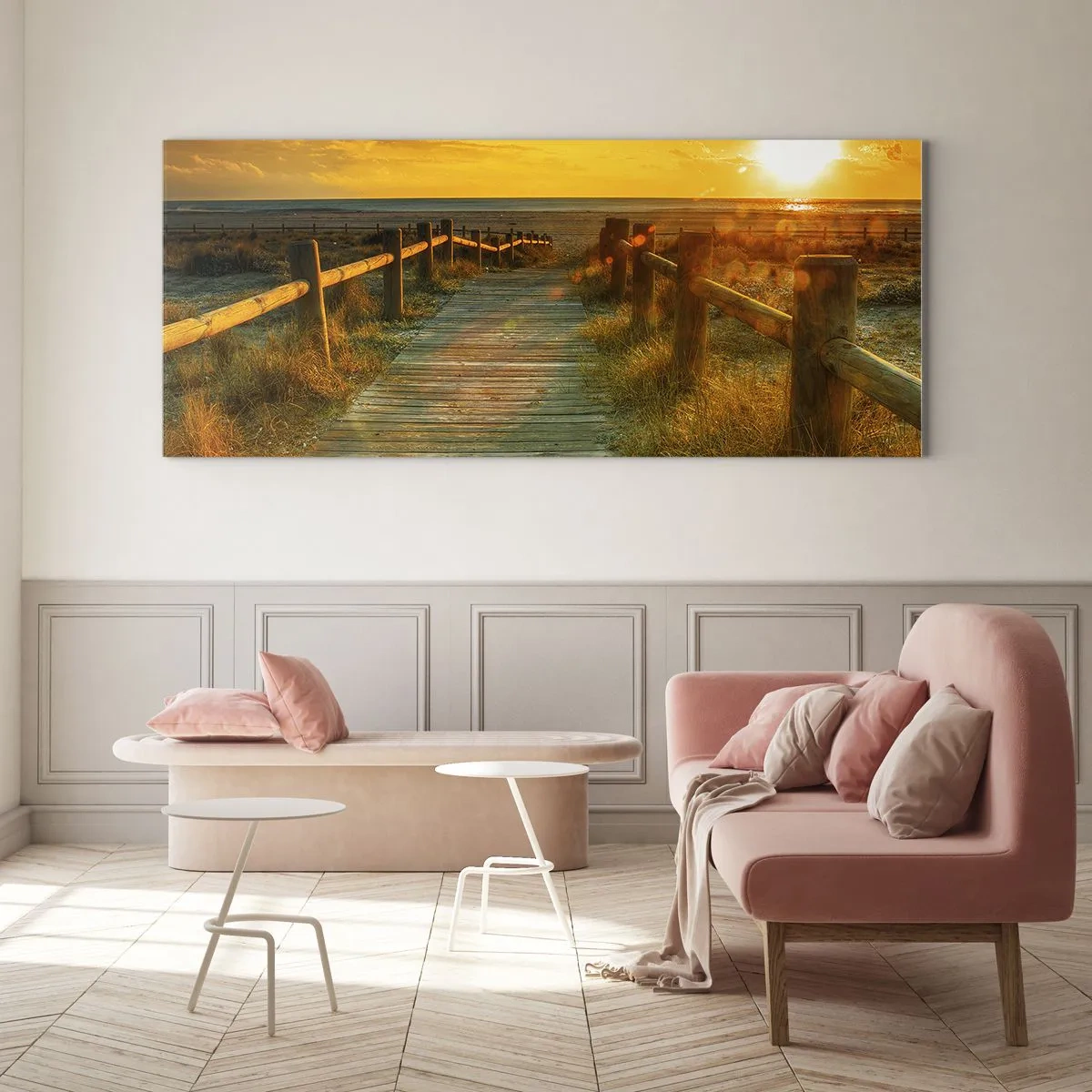 Schilderen op glas - Badend in oud goud - 90x30 cm