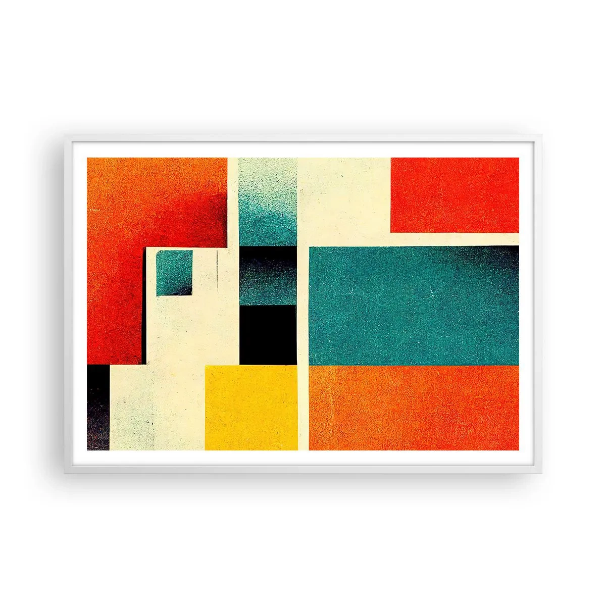 Poster in een witte lijst - Geometrische abstractie – goede energie - 100x70 cm
