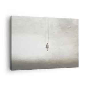 Schilderen op canvas - Een figuur op een schommel die in de ruimte zweeft - 70x50cm - Een kind in ons - Moderne wanddecoratie voor woonkamer en slaapkamer ARTTOR